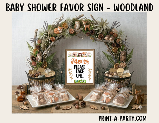 Woodland Forest Animals Favors Sign (8x10) – Printable Instant Download