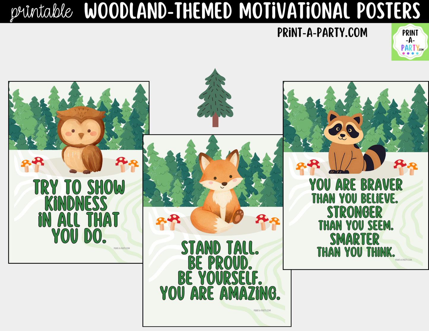 Woodland Forest Animal-Themed Motivational Posters - Printable Classroom Decor, Growth Mindset Quotes, Nature theme