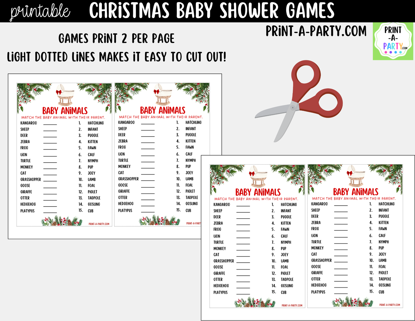 Christmas Baby Shower Games Printable - Holiday Baby Shower Activities | Instant Download