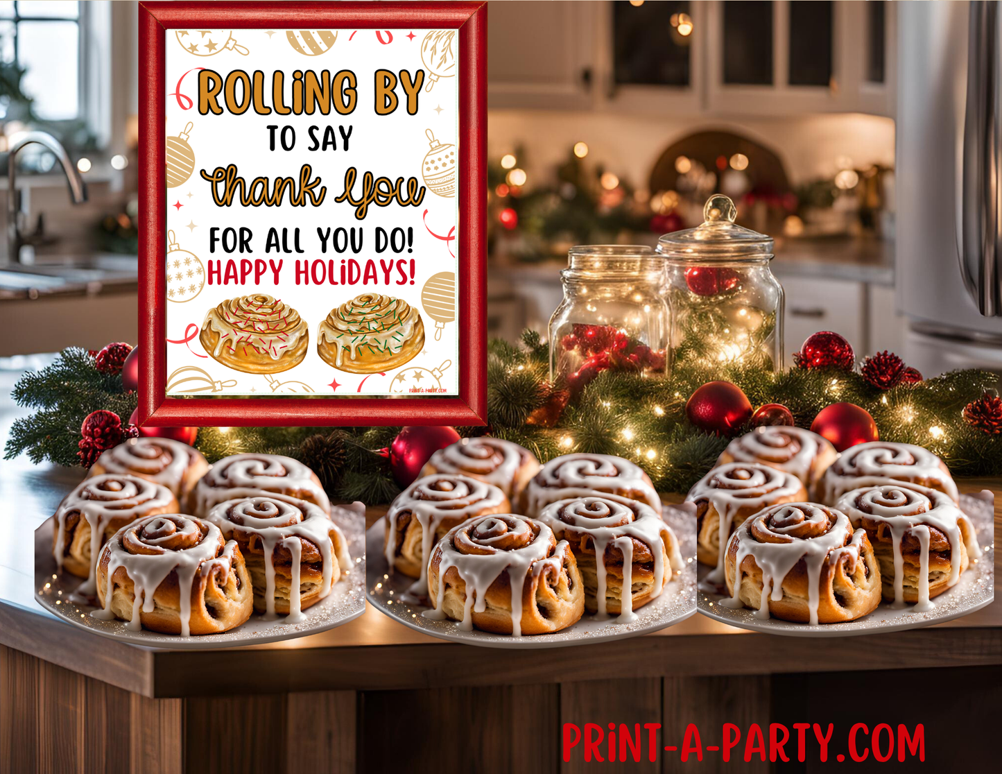 Appreciation Sign: Holiday Printable Christmas CINNAMON ROLLS Appreciation Sign – Festive 8x10 Holiday Decor for Staff, Teachers & Volunteers