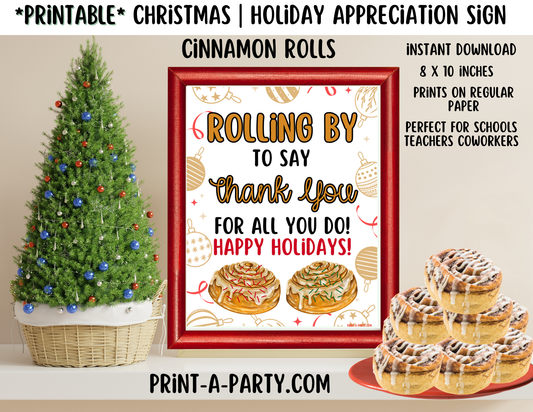 Appreciation Sign: Holiday Printable Christmas CINNAMON ROLLS Appreciation Sign – Festive 8x10 Holiday Decor for Staff, Teachers & Volunteers