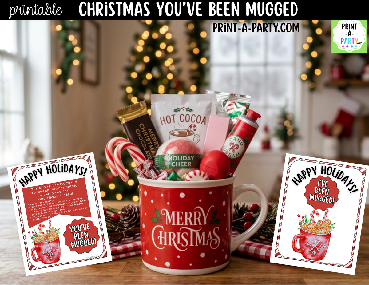 You've Been Mugged Printable | Christmas Mug Exchange and Neighbor Holiday Gift
