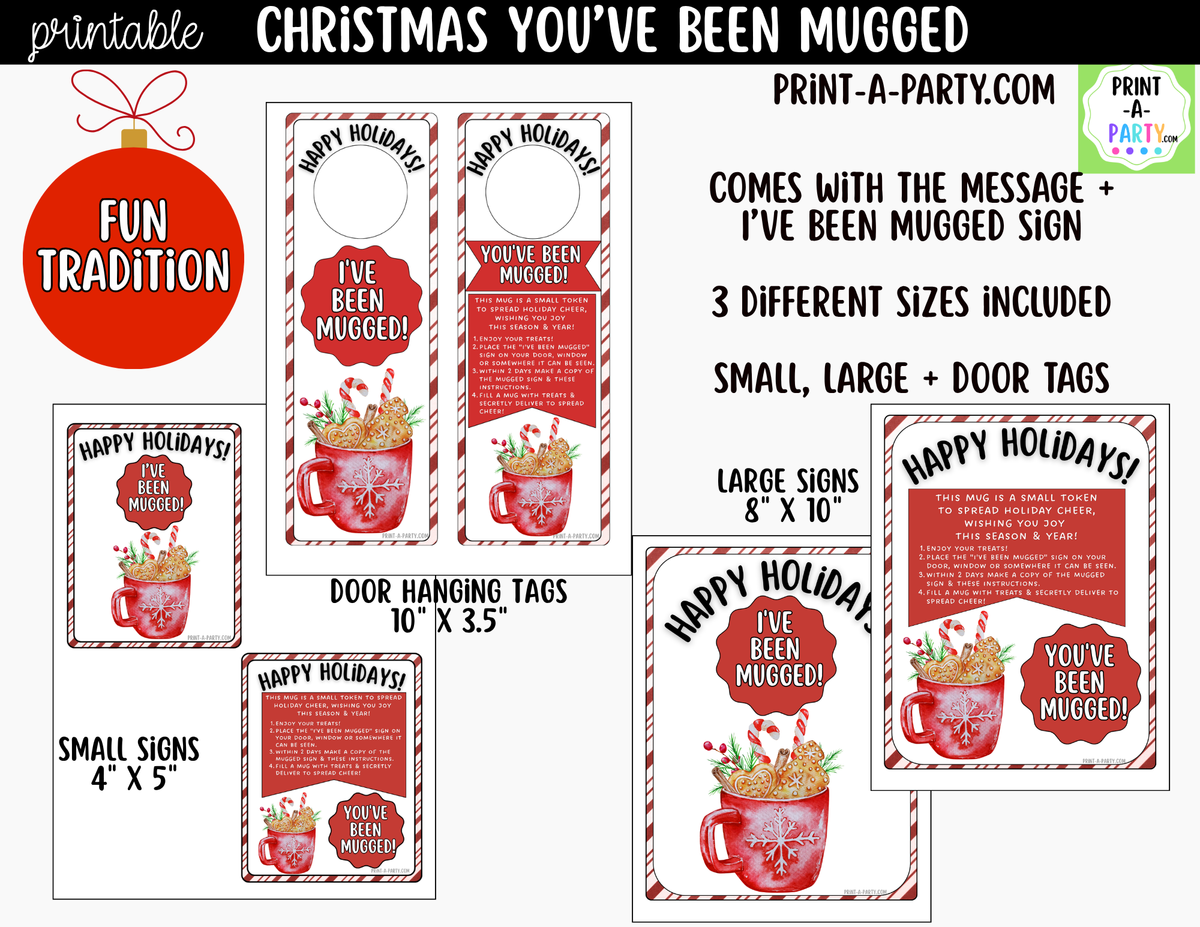 You've Been Mugged Printable | Christmas Mug Exchange and Neighbor Holiday Gift