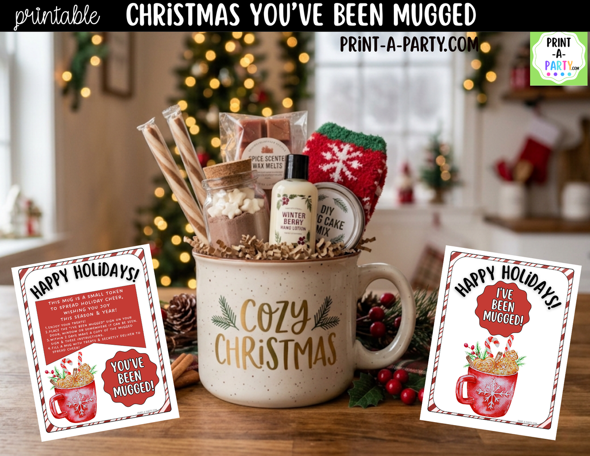 You've Been Mugged Printable | Christmas Mug Exchange and Neighbor Holiday Gift