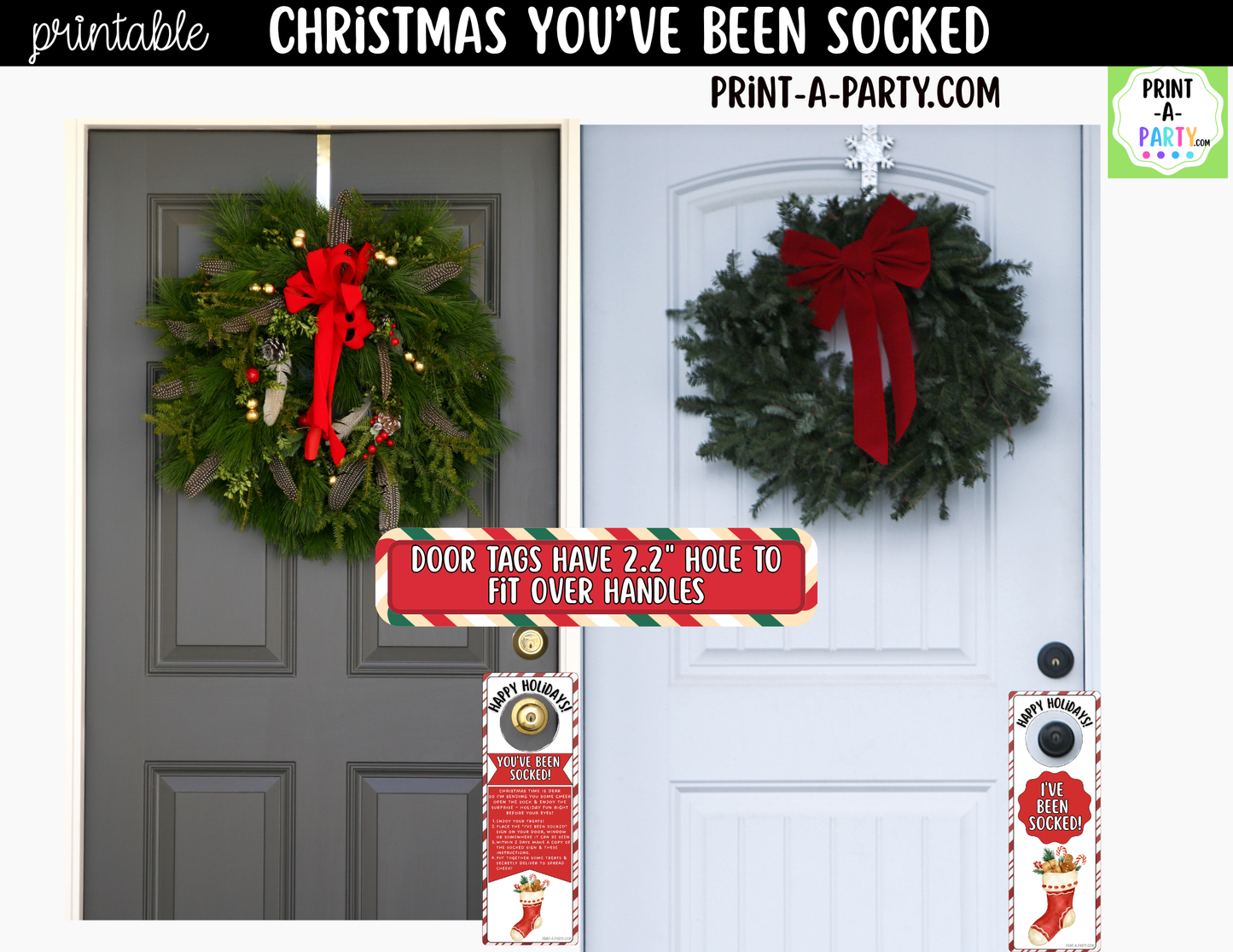 You've Been Socked Printable | Christmas Neighbor Gift | Holiday Stocking Surprise