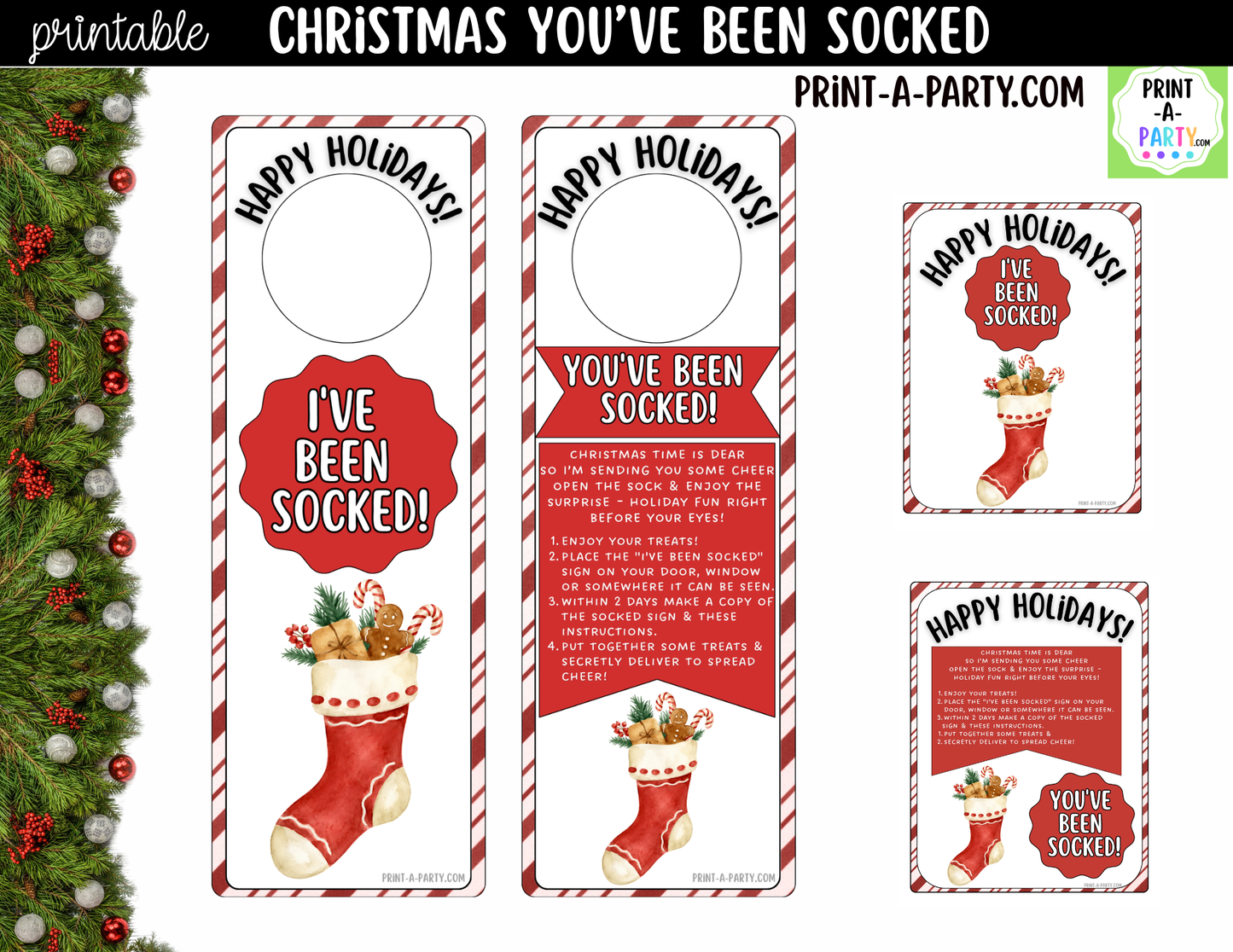 You've Been Socked Printable | Christmas Neighbor Gift | Holiday Stocking Surprise