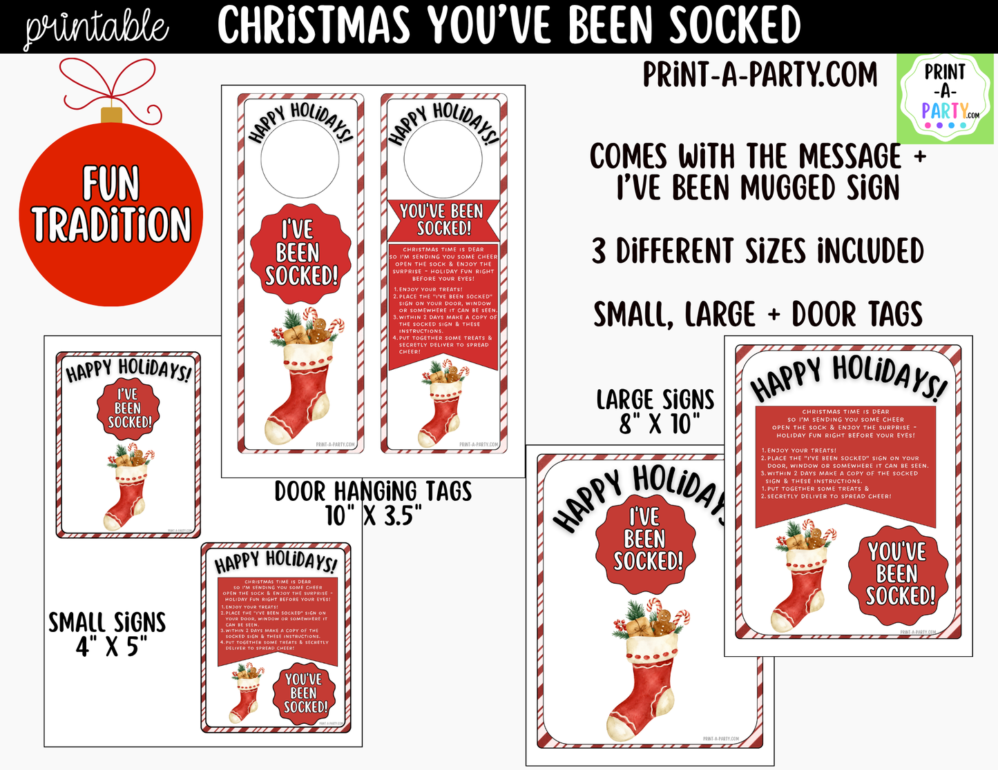 You've Been Socked Printable | Christmas Neighbor Gift | Holiday Stocking Surprise
