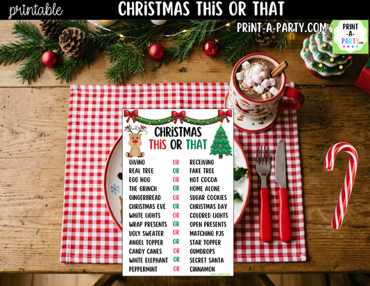 Christmas This or That Game Printable | Holiday Party Game