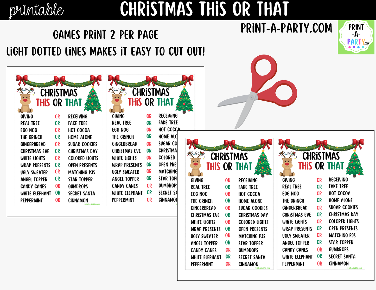 Christmas This or That Game Printable | Holiday Party Game