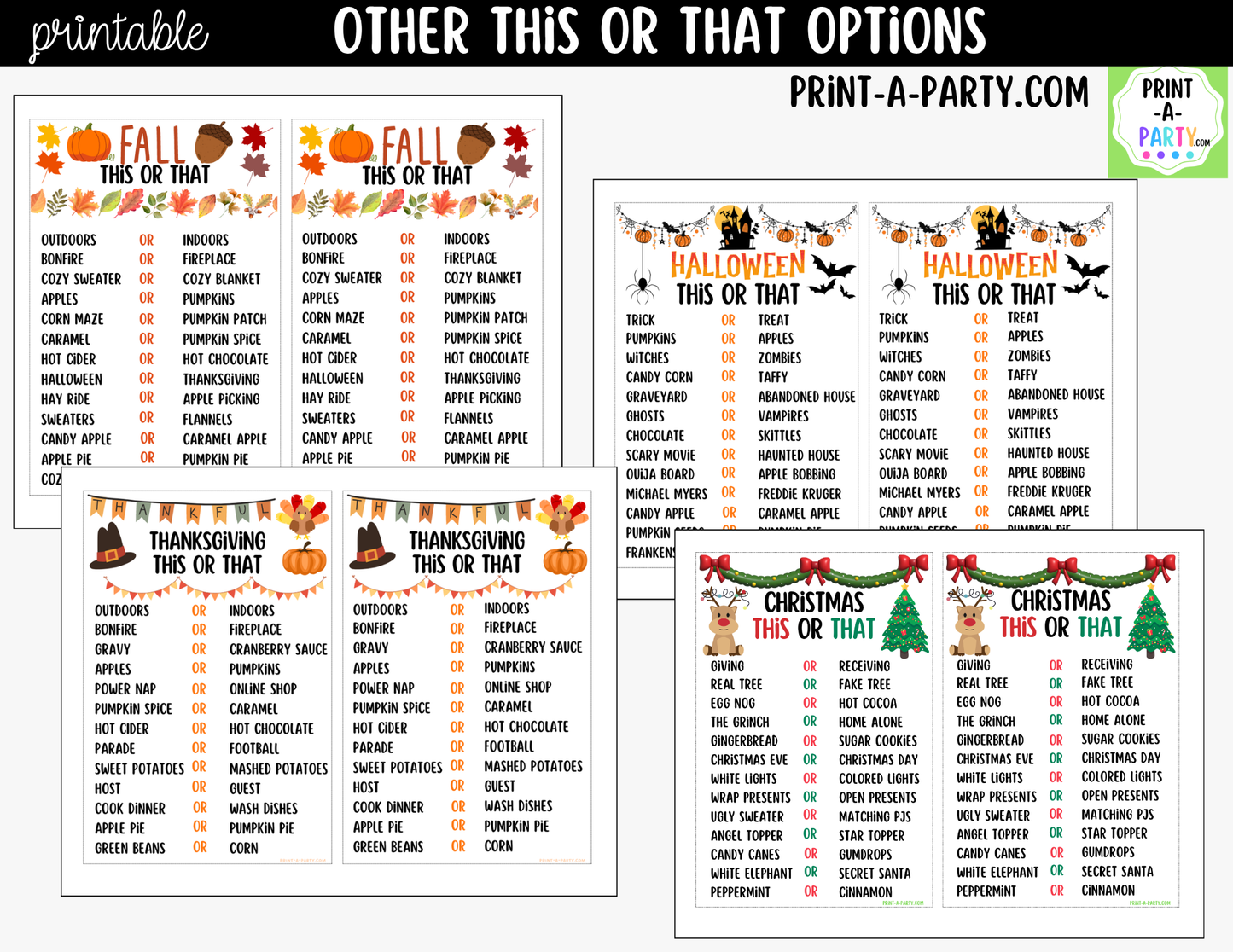 Christmas This or That Game Printable | Holiday Party Game