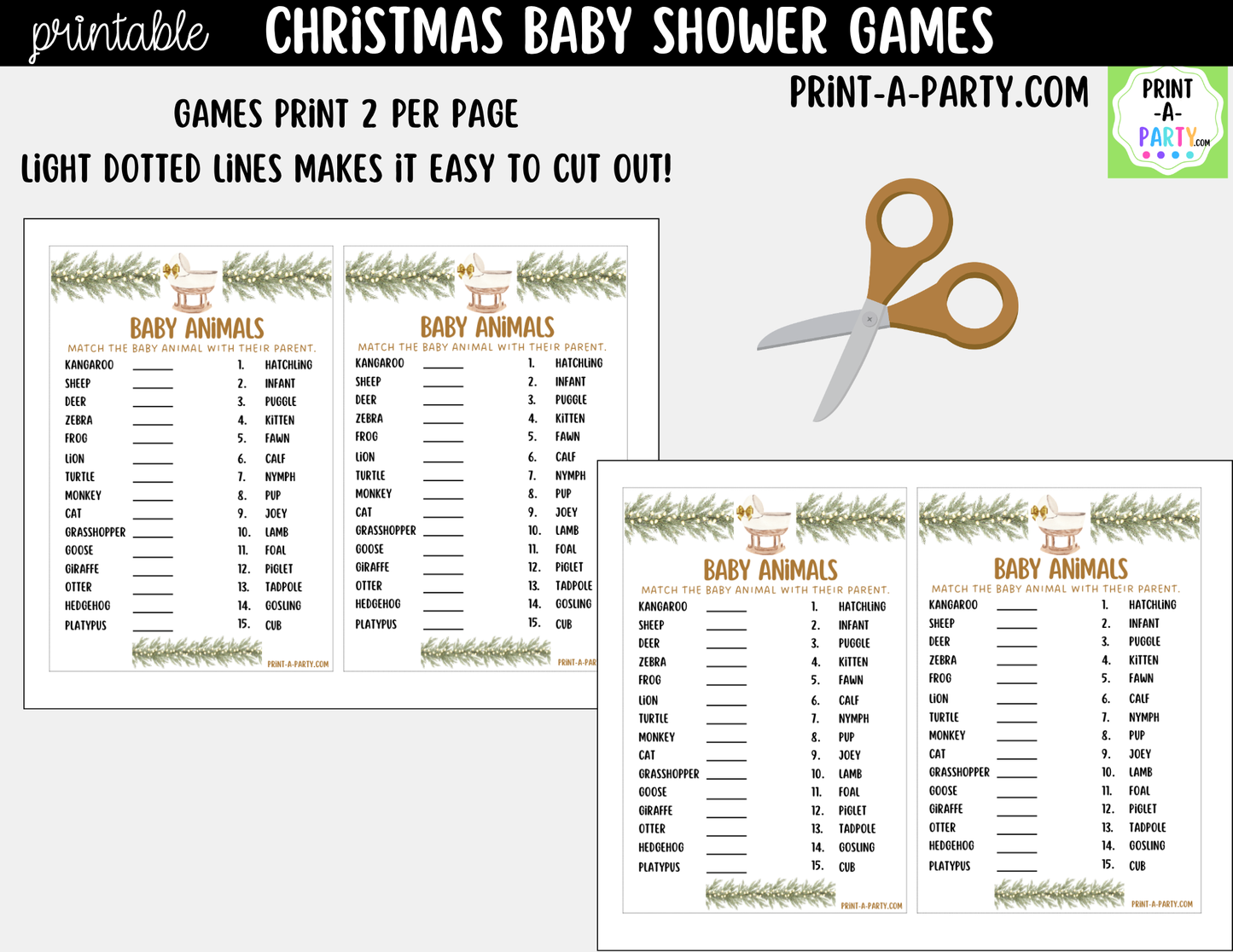 Christmas Baby Shower Games Printable | Holiday Baby Shower Games | Neutral Design 5 Games