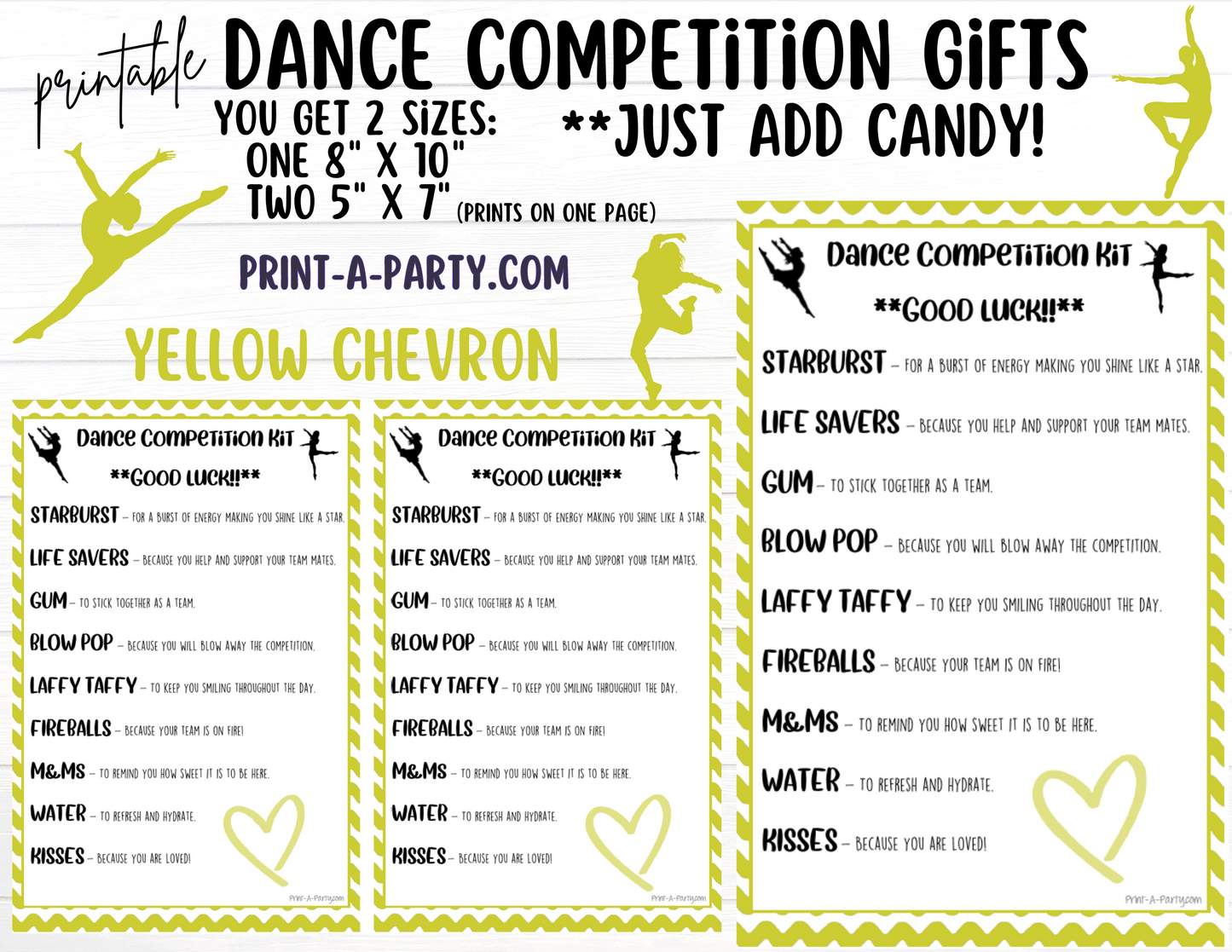 DANCE Competition Gift | Candy Gram Kit Letter | Dance Contest | Chevron | Dance Gifts - INSTANT DOWNLOAD