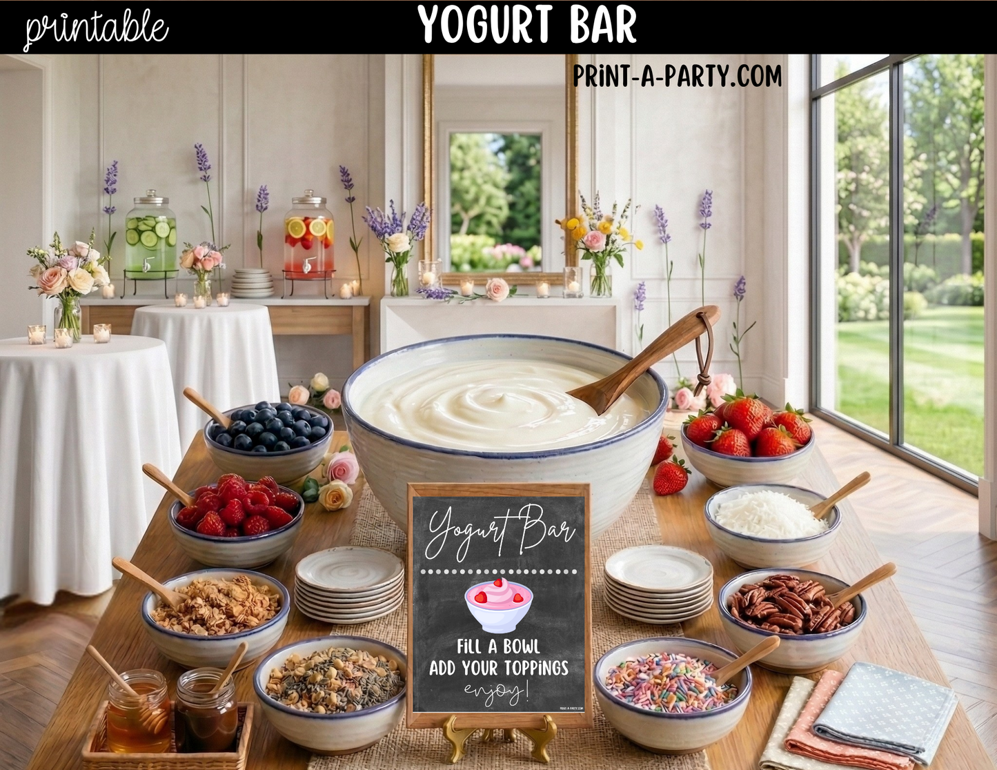 Yogurt Bar Printable Sign (8x10) & Topping Tent Cards – Party Event Decor PDF