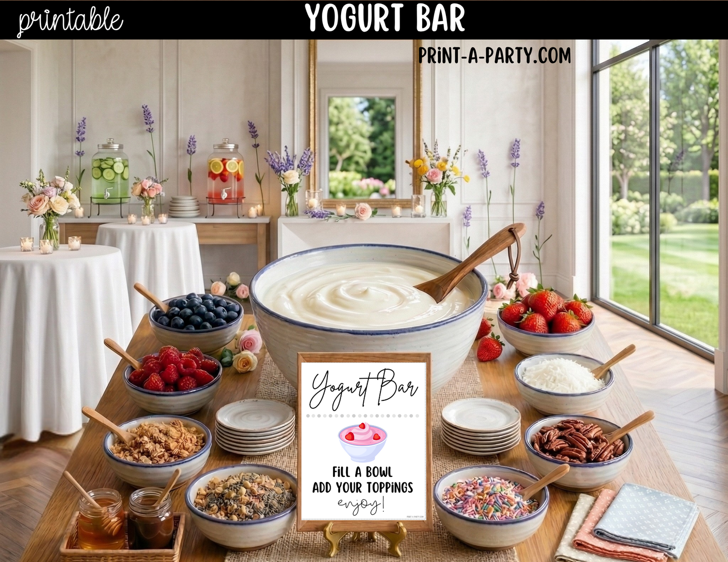 Yogurt Bar Printable Sign (8x10) & Topping Tent Cards – Party Event Decor PDF
