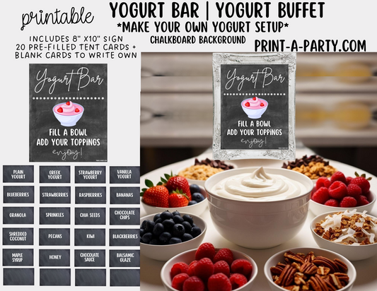 YOGURT BAR | YOGURT STATION Setup - CHALKBOARD | Yogurt Bar Sign | Food Station For Party | Party Food Bar | DIY Yogurt Bar