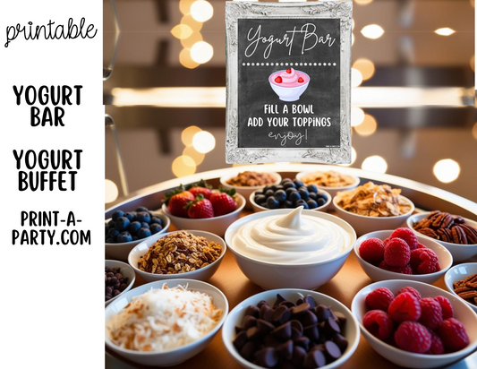 YOGURT BAR | YOGURT STATION Setup - CHALKBOARD | Yogurt Bar Sign | Food Station For Party | Party Food Bar | DIY Yogurt Bar