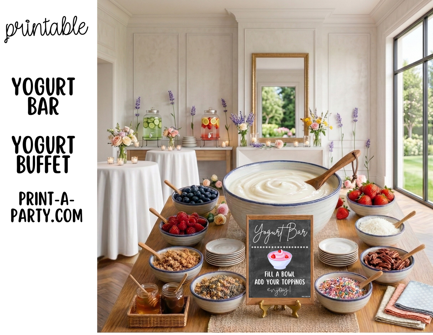 YOGURT BAR - Printable Yogurt Bar Sign & Topping Tent Cards – Party Event Decor PDF