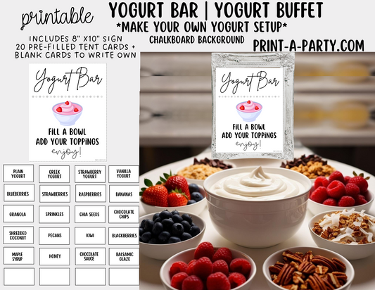 YOGURT BAR | YOGURT STATION Setup - WHITE | Yogurt Bar Sign | Food Station For Party | Party Food Bar | DIY Yogurt Bar