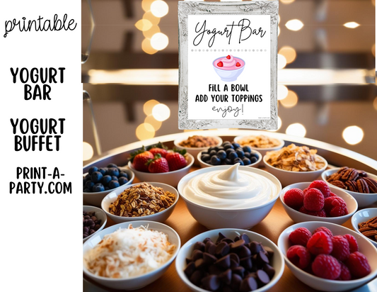 YOGURT BAR | YOGURT STATION Setup - WHITE | Yogurt Bar Sign | Food Station For Party | Party Food Bar | DIY Yogurt Bar