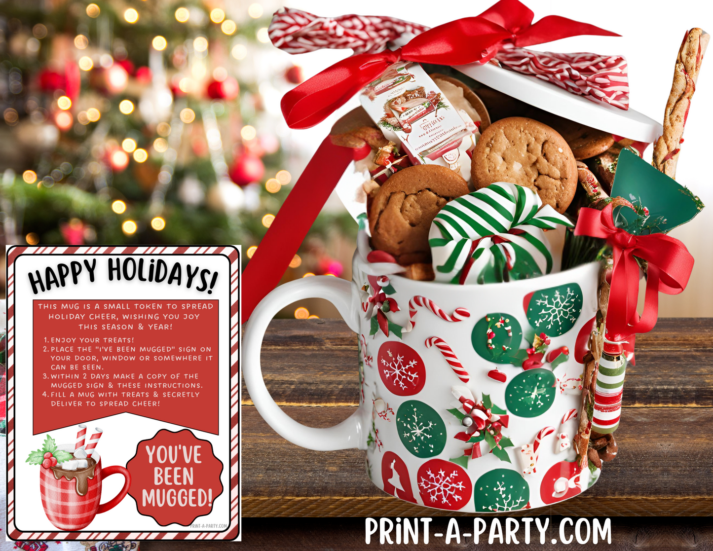 GIFT IDEA: You've Been Mugged Holiday Gift Printable - Candy Cane Design | Neighbor Gift Idea | Co-Worker Gift Idea | Teacher Holiday Gifts