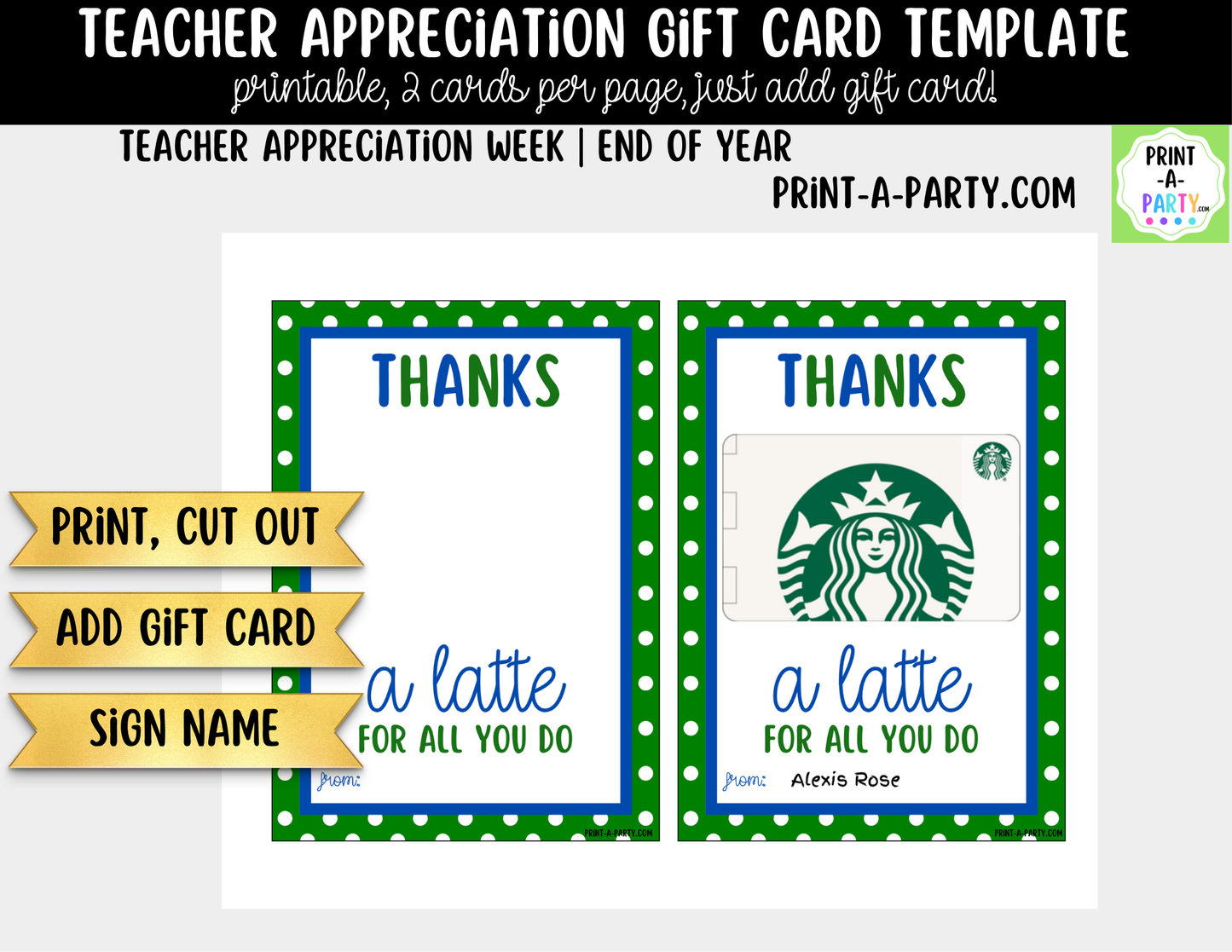 Gift Card Templates for Teacher Appreciation Gift Cards for Teacher and Staff Gifts - Amazon Starbucks Target Apple