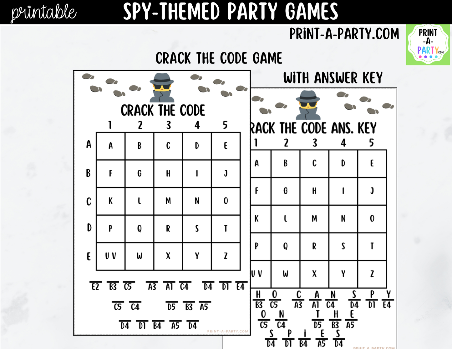 Spy Birthday Party Game Bundle | Detective Party Games | Printable Kids Party Activities