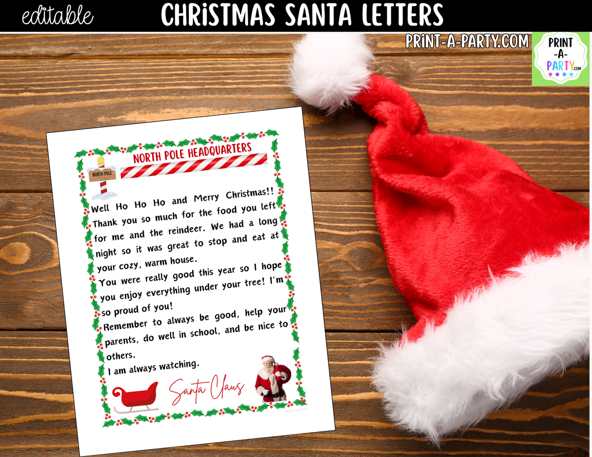 Editable Santa Letters - Personalized Printable Letters from Santa for Kids - 2-Pack