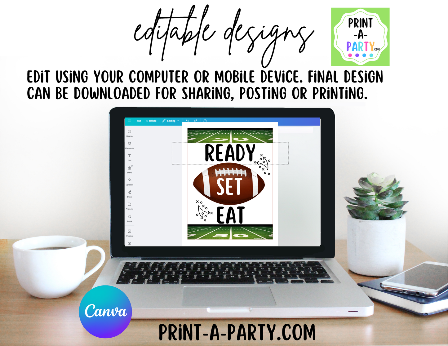 Editable FOOTBALL PARTY FOOD Bar - Sign and food labels - perfect for Super Bowl and Game Days!