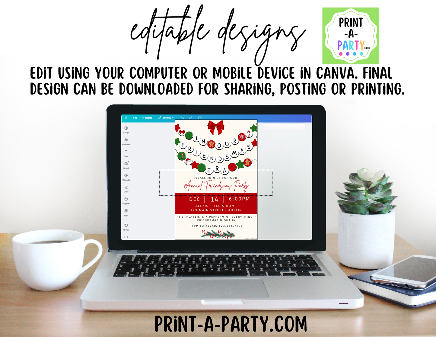 Friendsmas Party Invitation | Editable Canva "In Our Friendsmas Era" Holiday Invite