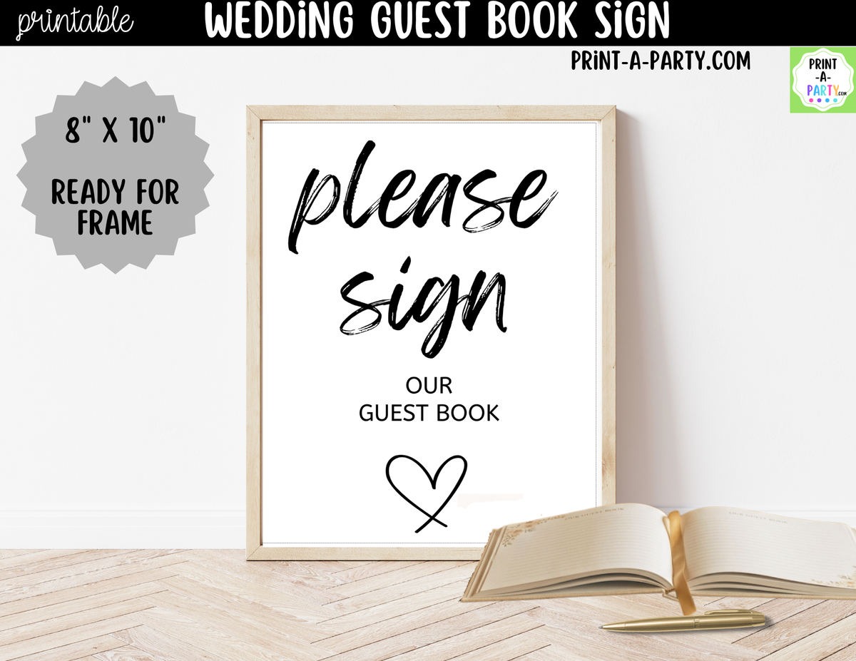 Guest Book Sign Printable – Wedding & Bridal Shower