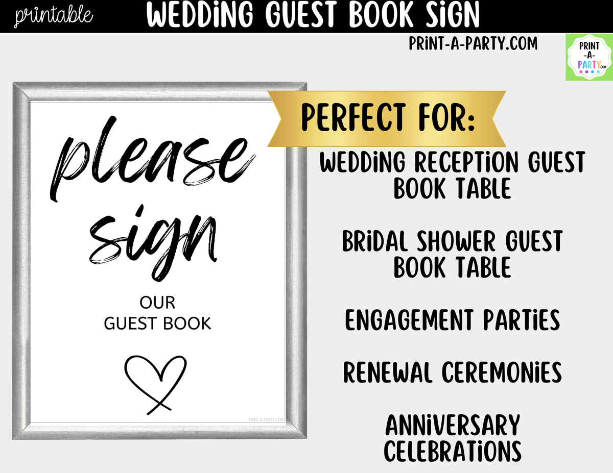 Guest Book Sign Printable – Wedding & Bridal Shower