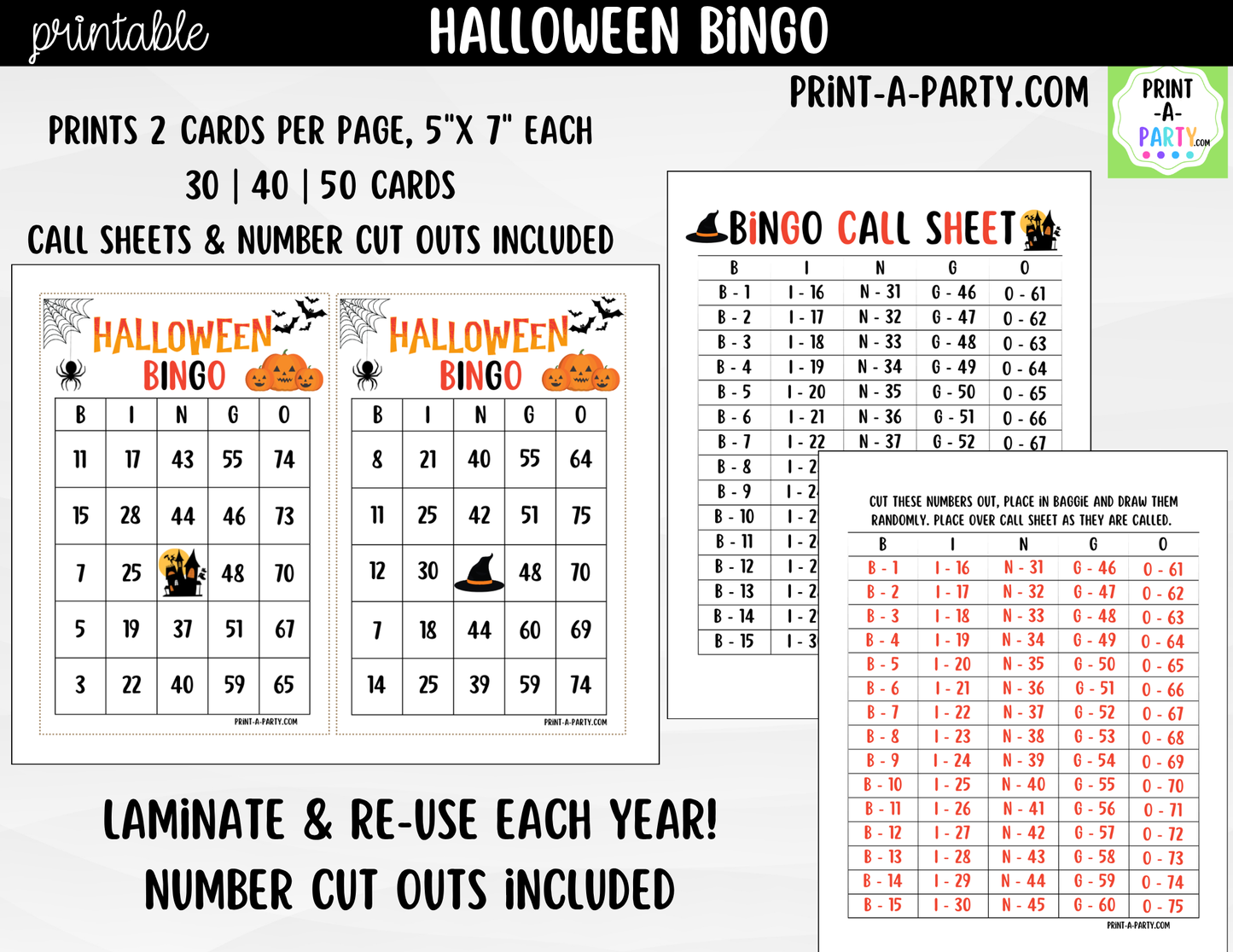 Halloween Bingo Game Printable | Classroom, Party & Family Game