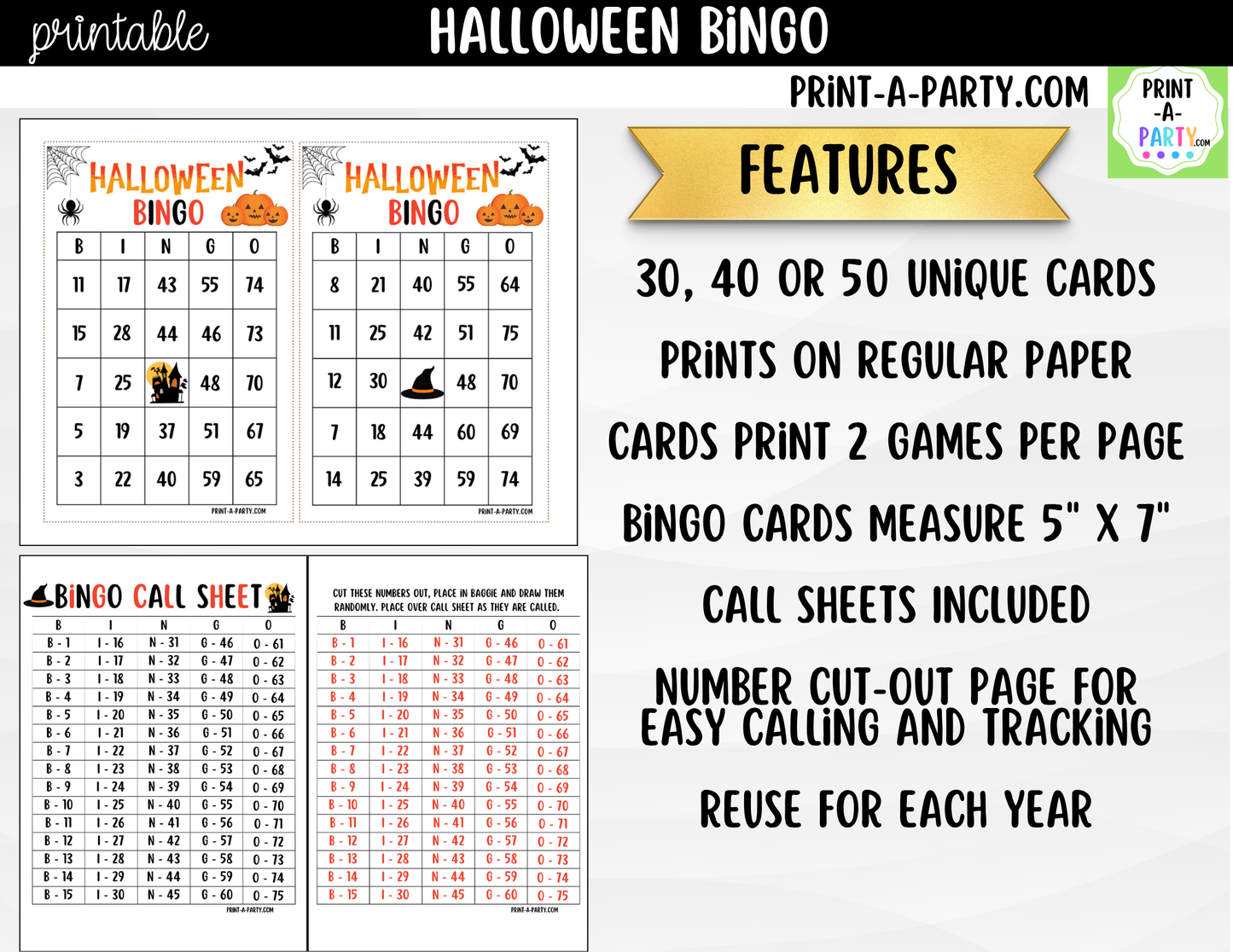 Halloween Bingo Game Printable | Classroom, Party & Family Game