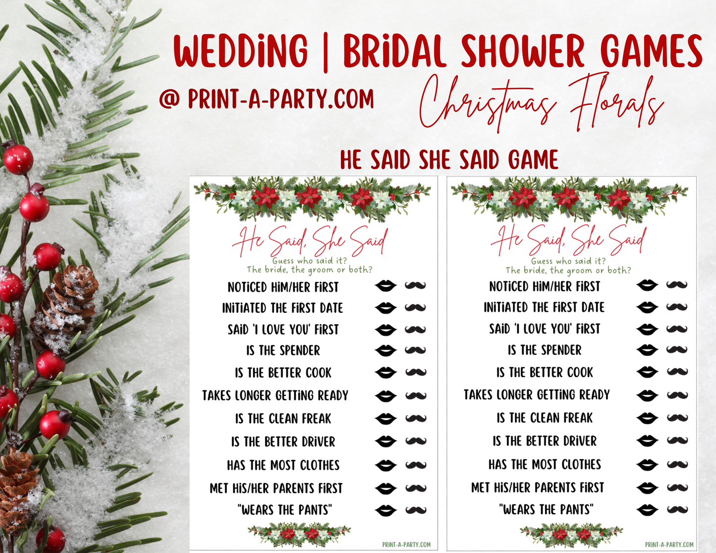 GAME BUNDLE: Bridal Christmas Shower Game Bundle | Christmas Bridal Theme | Christmas Wedding Shower | INSTANT DOWNLOAD