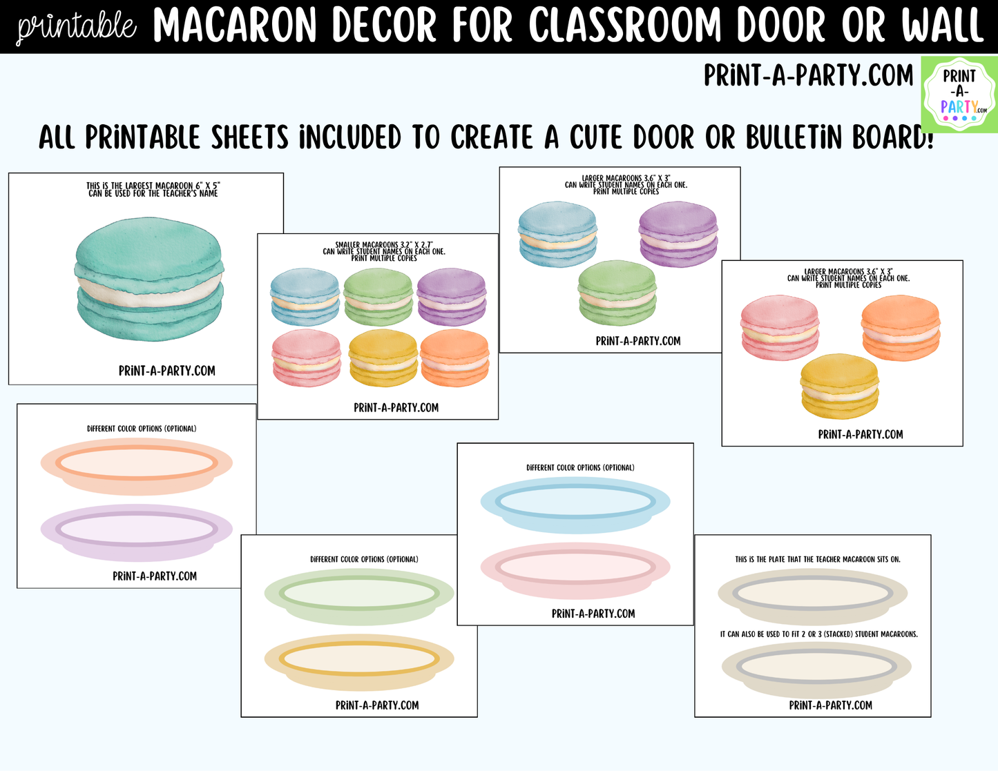 Macaron-themed Printable Classroom Decor Kit for Doors, Boards, Hallways - Life Is Sweet In Our Classroom