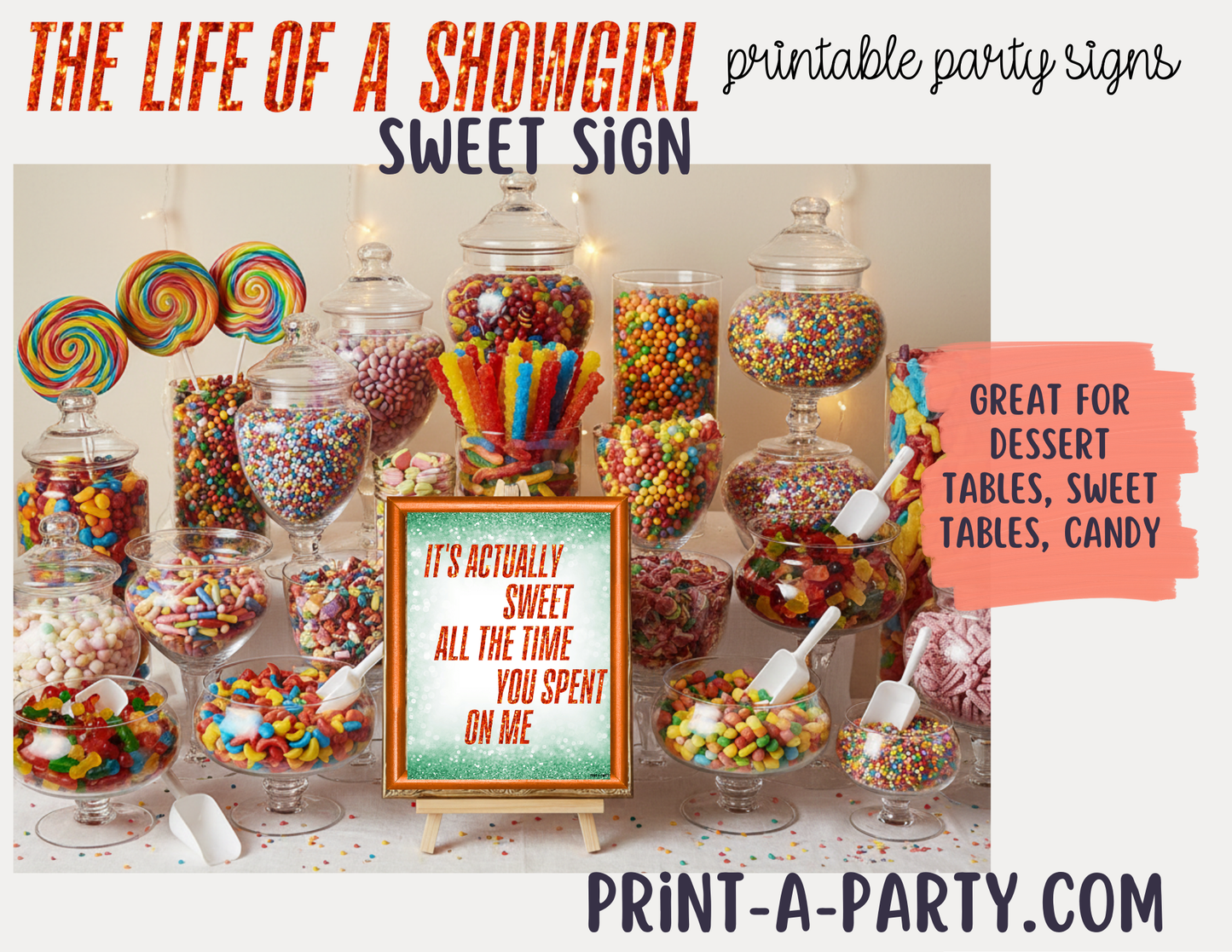 Taylor Swift Printable Life of A Showgirl Party Signs, Party Food or Favor Decor, Lyric Signs, 8x10 Instant Download PDF