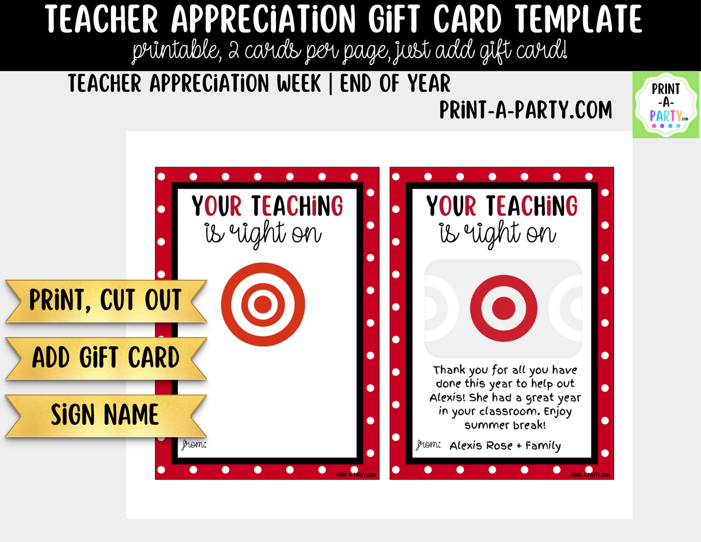 Gift Card Templates for Teacher Appreciation Gift Cards for Teacher and Staff Gifts - Amazon Starbucks Target Apple