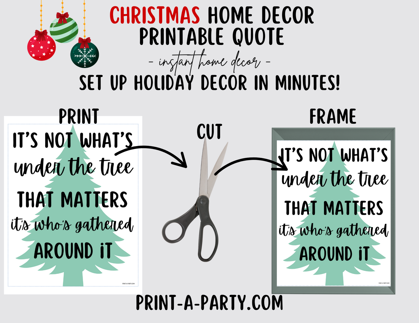 IT'S NOT WHAT'S UNDER THE TREE THAT MATTERS Printable Christmas Sign, Instant Holiday Decor in 8x10 and 5x7