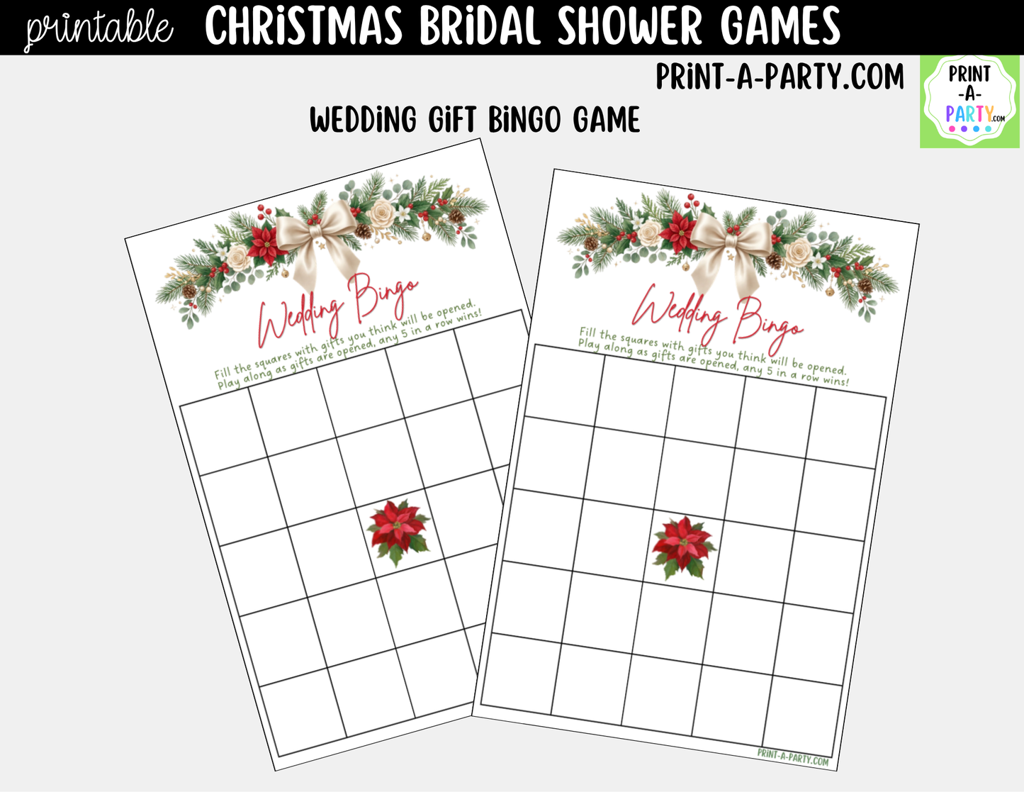 Christmas Bridal Shower Games Printable - Holiday Bridal Shower Game Bundle