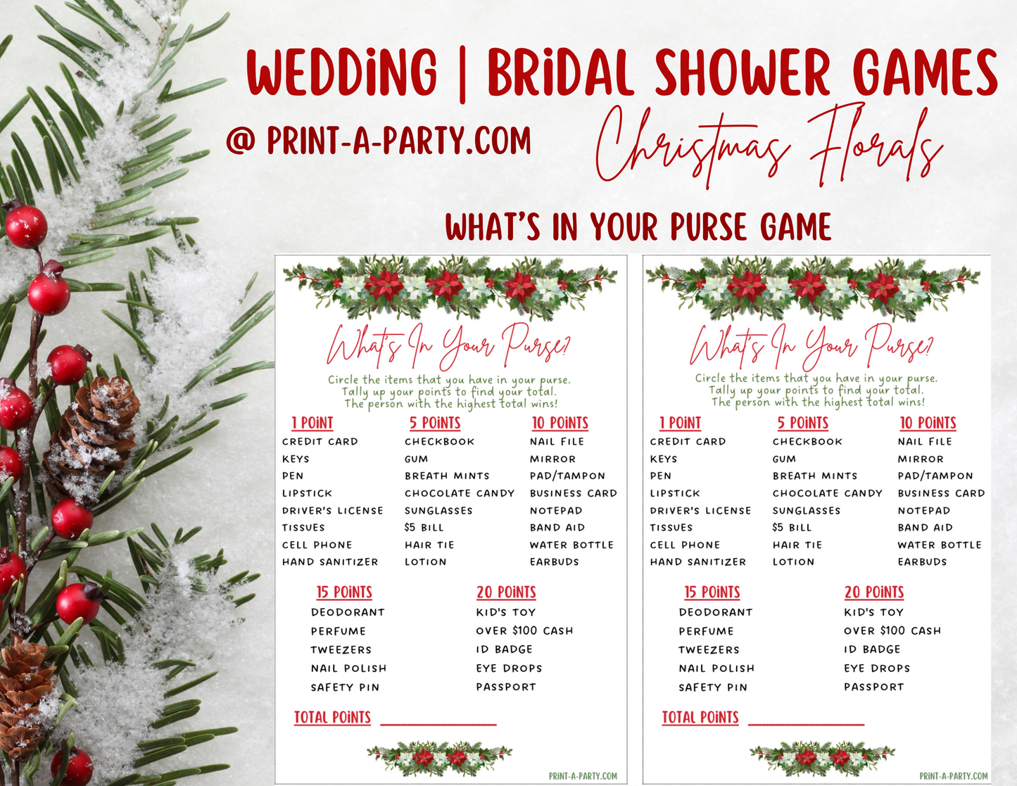 GAME BUNDLE: Bridal Christmas Shower Game Bundle | Christmas Bridal Theme | Christmas Wedding Shower | INSTANT DOWNLOAD