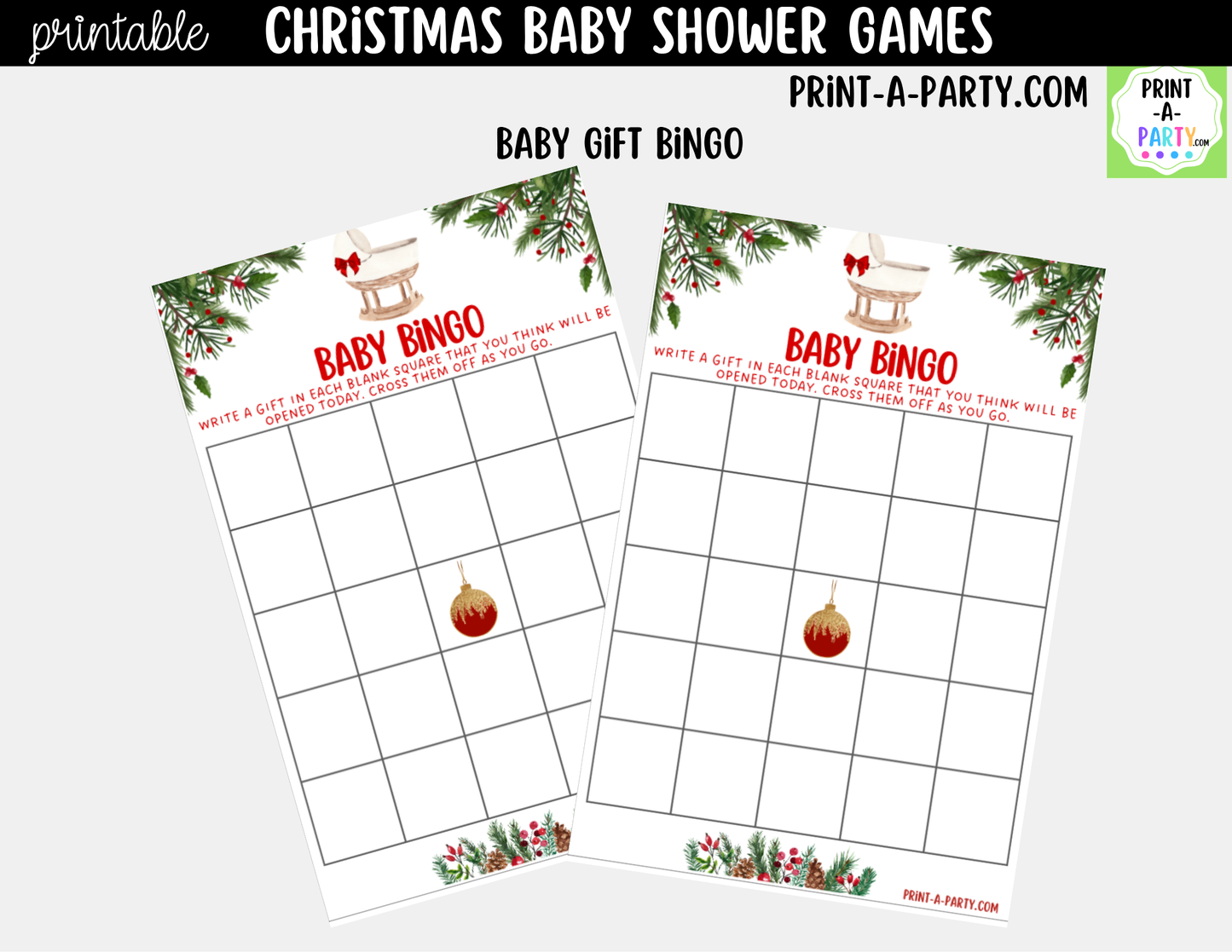 Christmas Baby Shower Games Printable - Holiday Baby Shower Activities | Instant Download