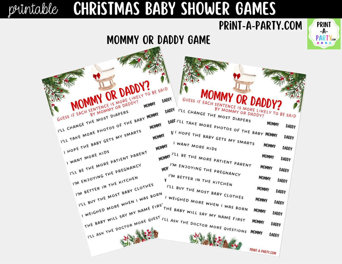 Christmas Baby Shower Games Printable - Holiday Baby Shower Activities | Instant Download