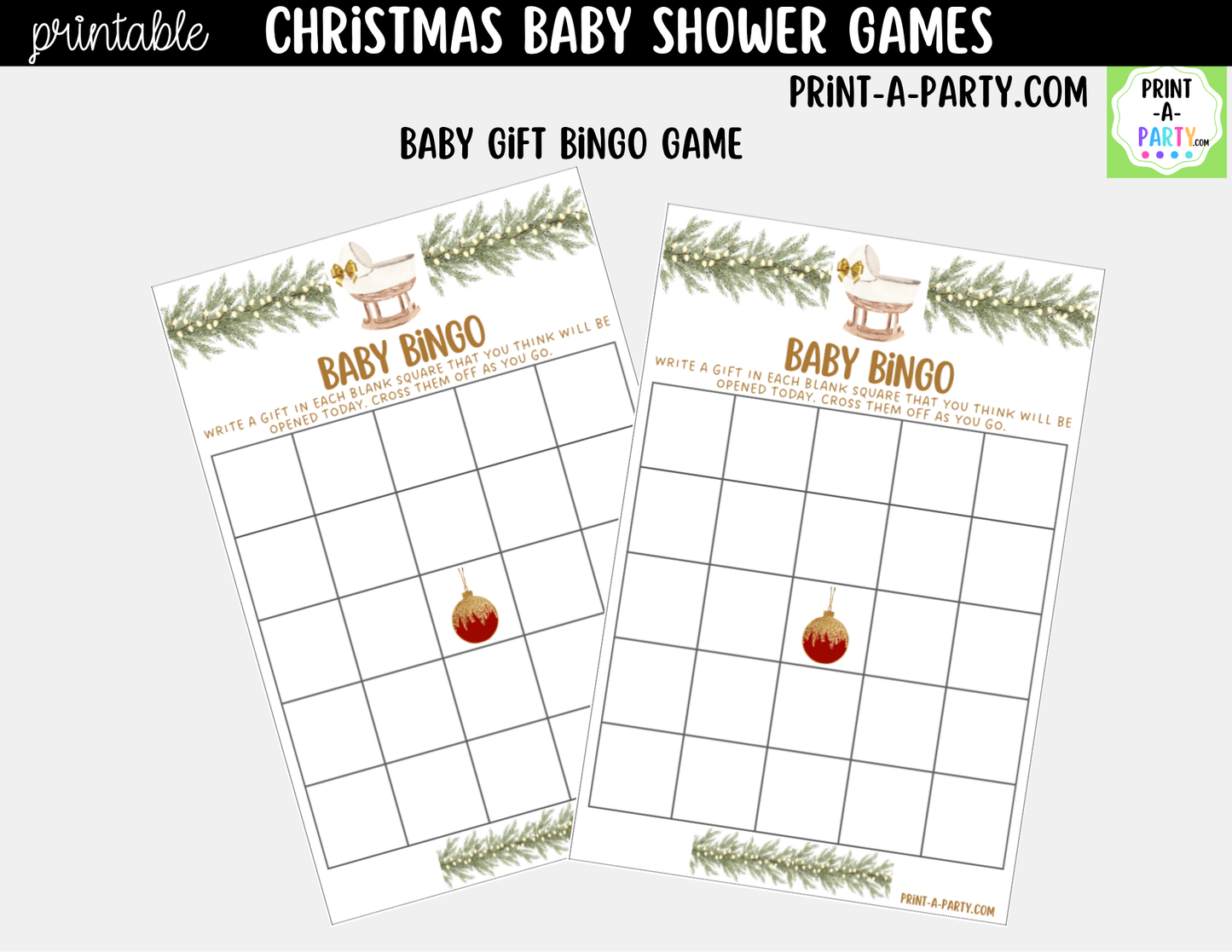 Christmas Baby Shower Games Printable | Holiday Baby Shower Games | Neutral Design 5 Games