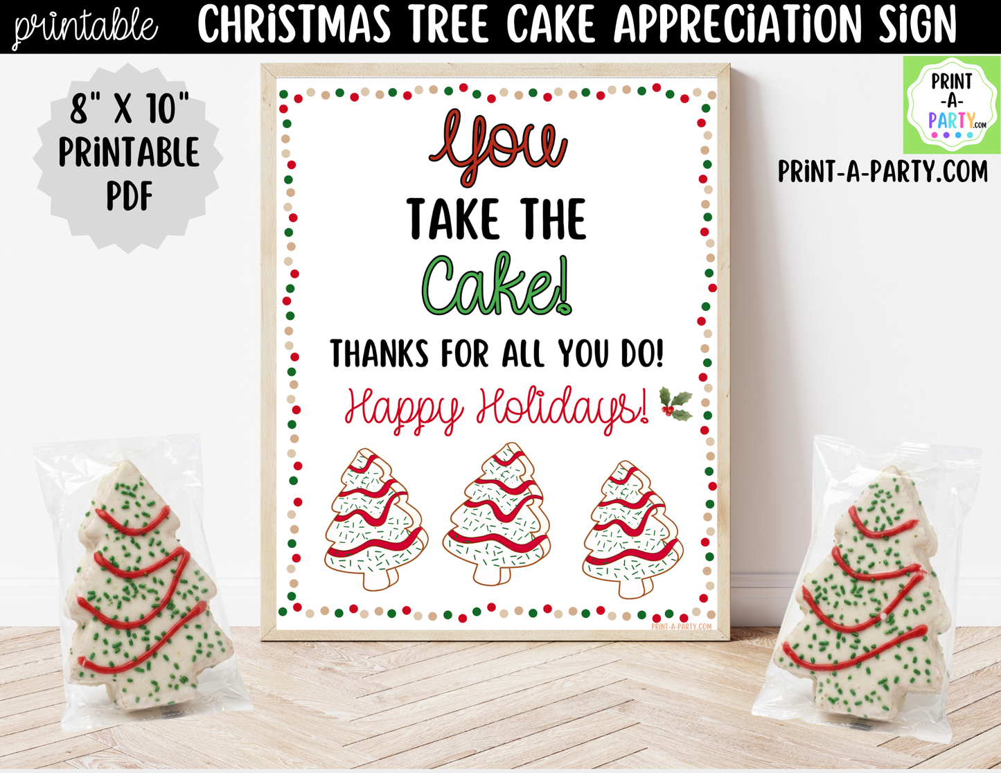 Christmas Tree Cakes Appreciation Sign Printable | Teacher & Staff Holiday Thank You