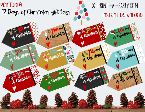 CHRISTMAS HOLIDAY | 12 Days of Christmas Gift Tags | Printable Gift Tags | Instant Download