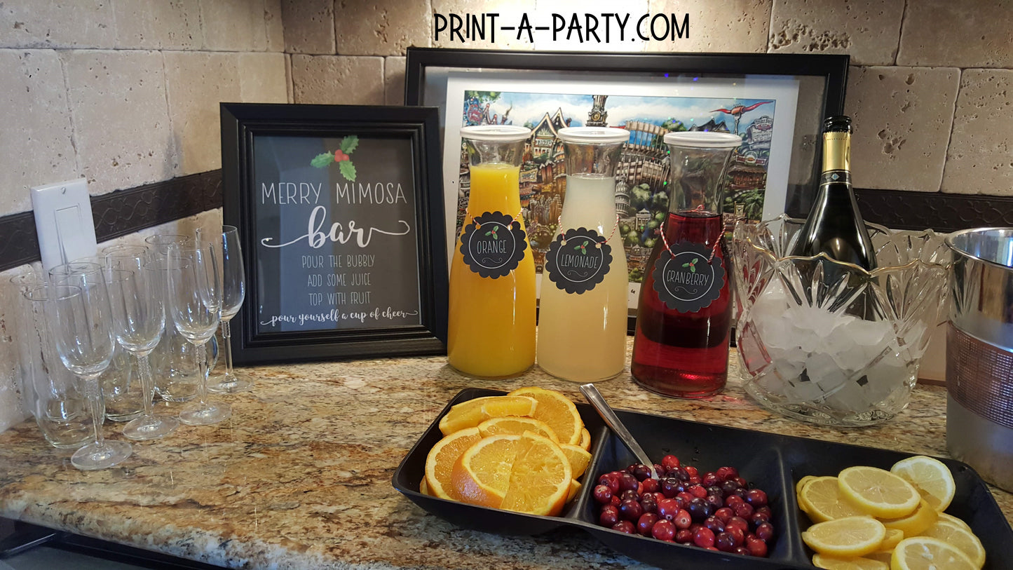 MIMOSA BAR | MIMOSA STATION SETUP - HOLIDAYS | MERRY MIMOSA STATION | Christmas Brunch | Holiday Brunch | Cocktail Party | Mimosa Bar Kit | Weddings | Showers | INSTANT DOWNLOAD