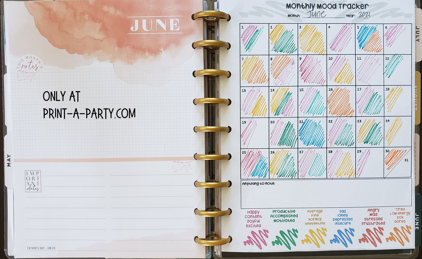 Mood Tracker | Monthly Mood Tracker | Classic Happy Planner | Planner Printable