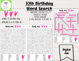 WORD SEARCH: 30th Birthday | "30 and" | Printable Game | INSTANT DOWNLOAD