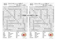 WORD SEARCH: 40th Birthday Sarcastic and Funny - INSTANT DOWNLOAD