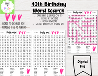 WORD SEARCH: 40th Birthday | "40 and" | Printable Party Game | INSTANT DOWNLOAD